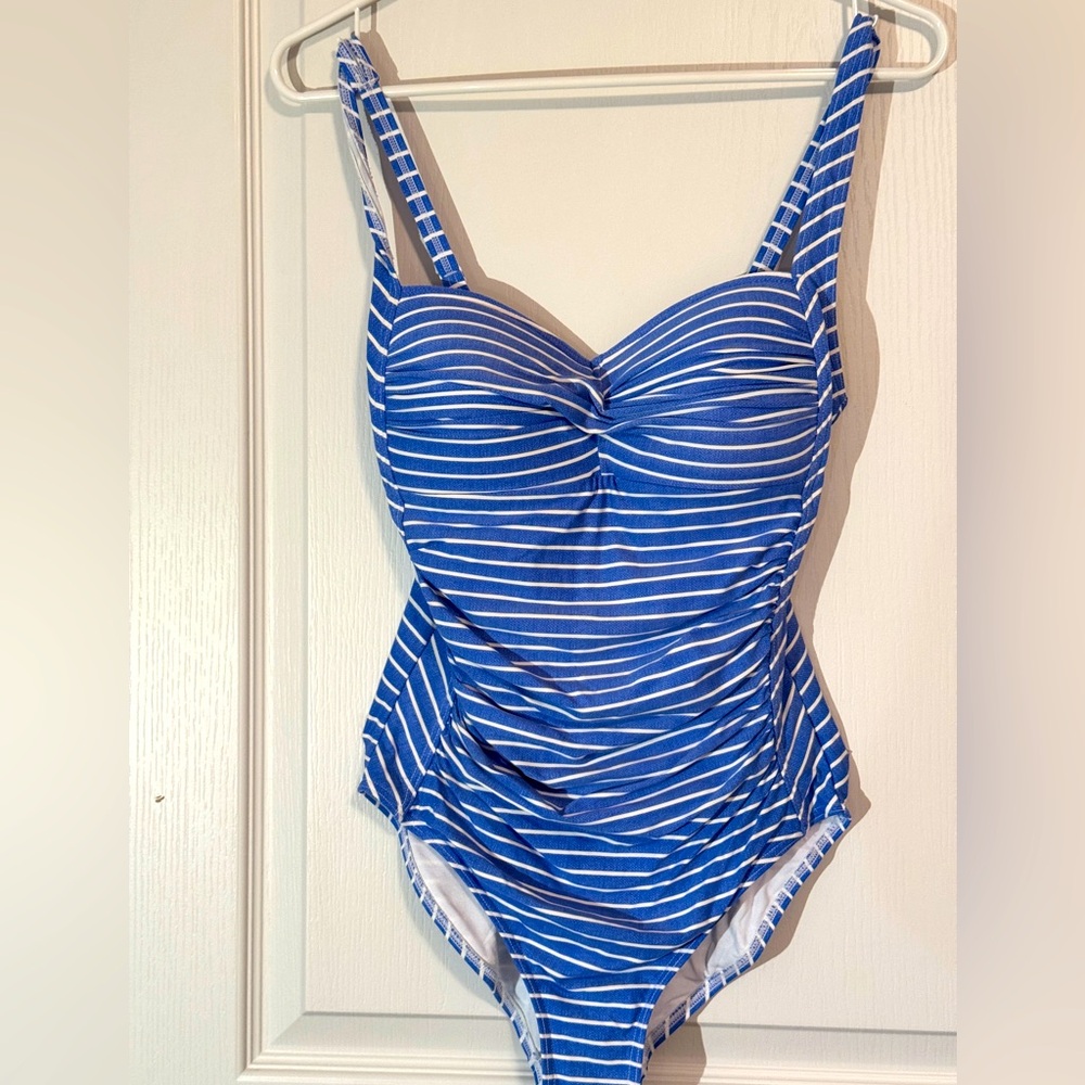 Nip Tuck One Piece Blue & White Riviera Striped Swimsuit